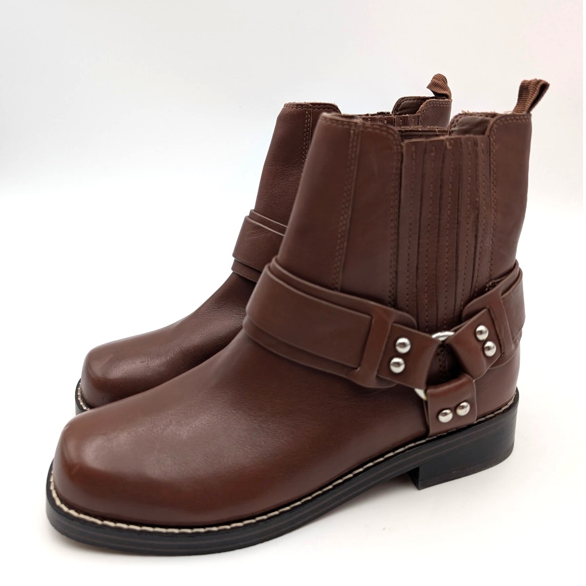 Marc Fisher Mizzie Chelsea Boots Women's Square Toe Brown Size Us6.5m Eu37